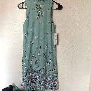 Blue floral dress w purple specs size XS